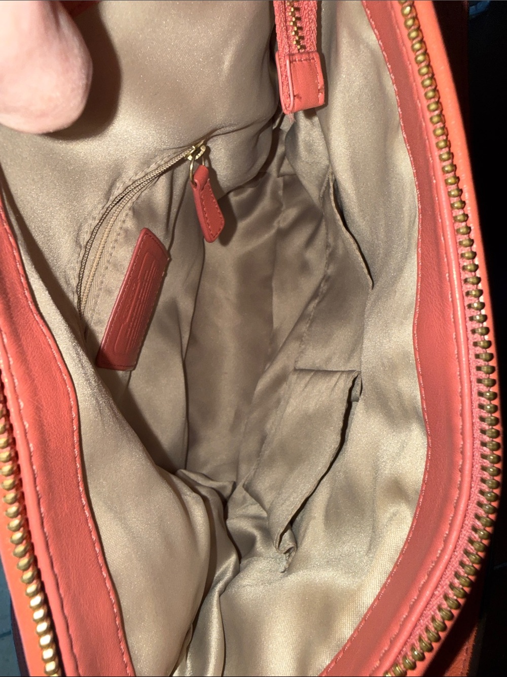 Coach Coral Leather Shoulder Bag with Coral Accent Wallet - Picture 6 of 12
